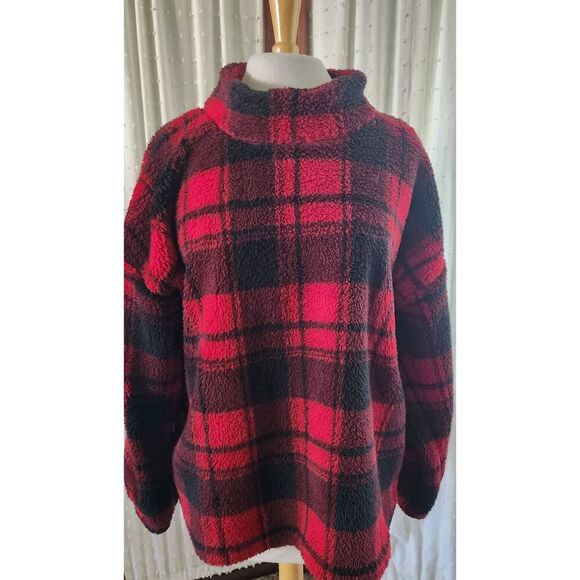 S33 Maurices plaid sherpa fall pullover - Picture 1 of 8